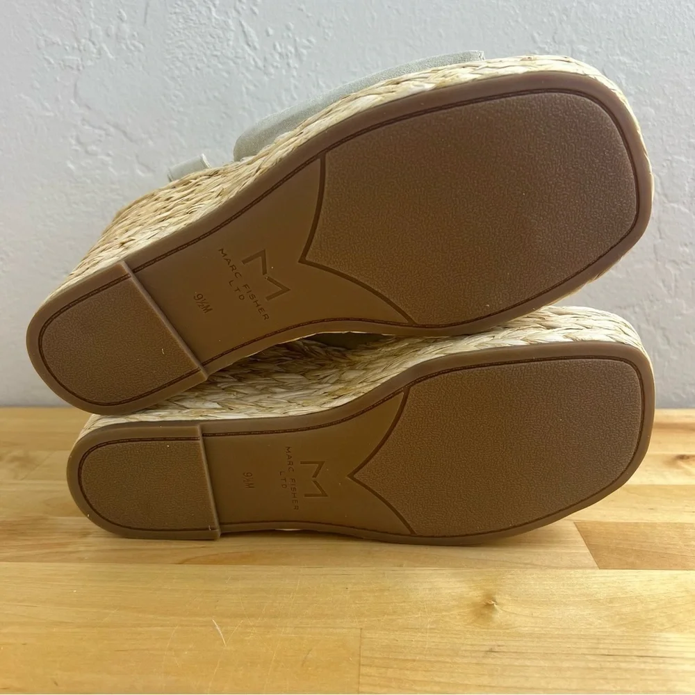 NEW Marc Fisher Nelly Light Natural Platform Wedge Espadrille Sandals Size 9.5